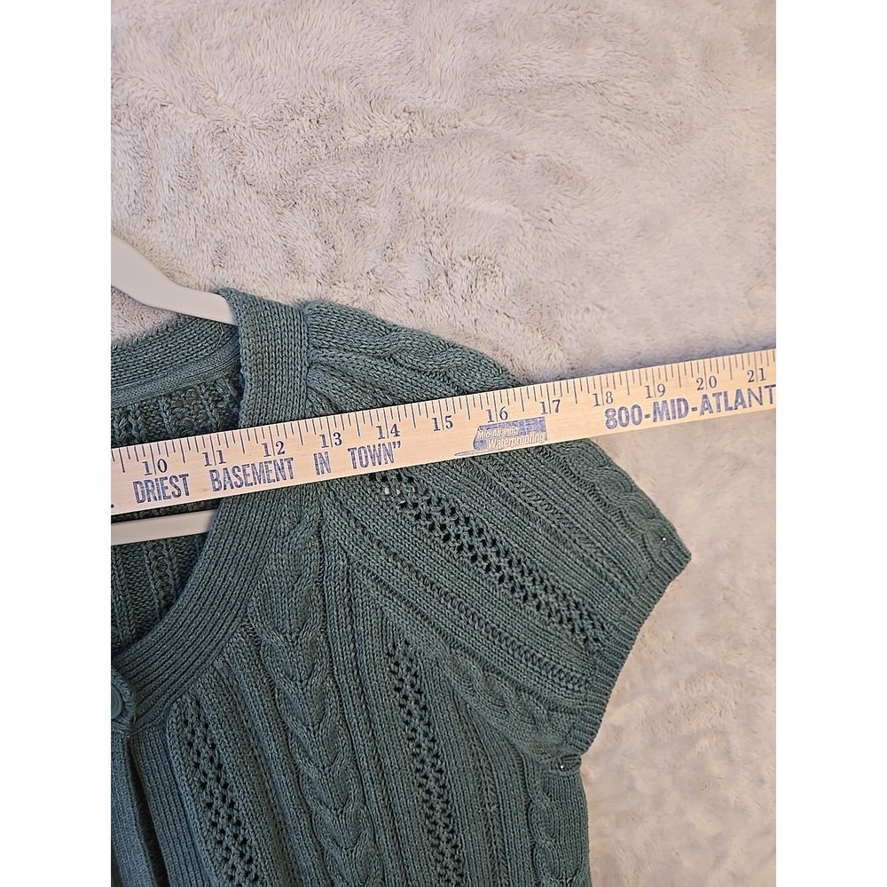 Sonoma Short Sleeve Open Front Cardigan Green Large 1 Button Sz XL - Picture 4 of 8